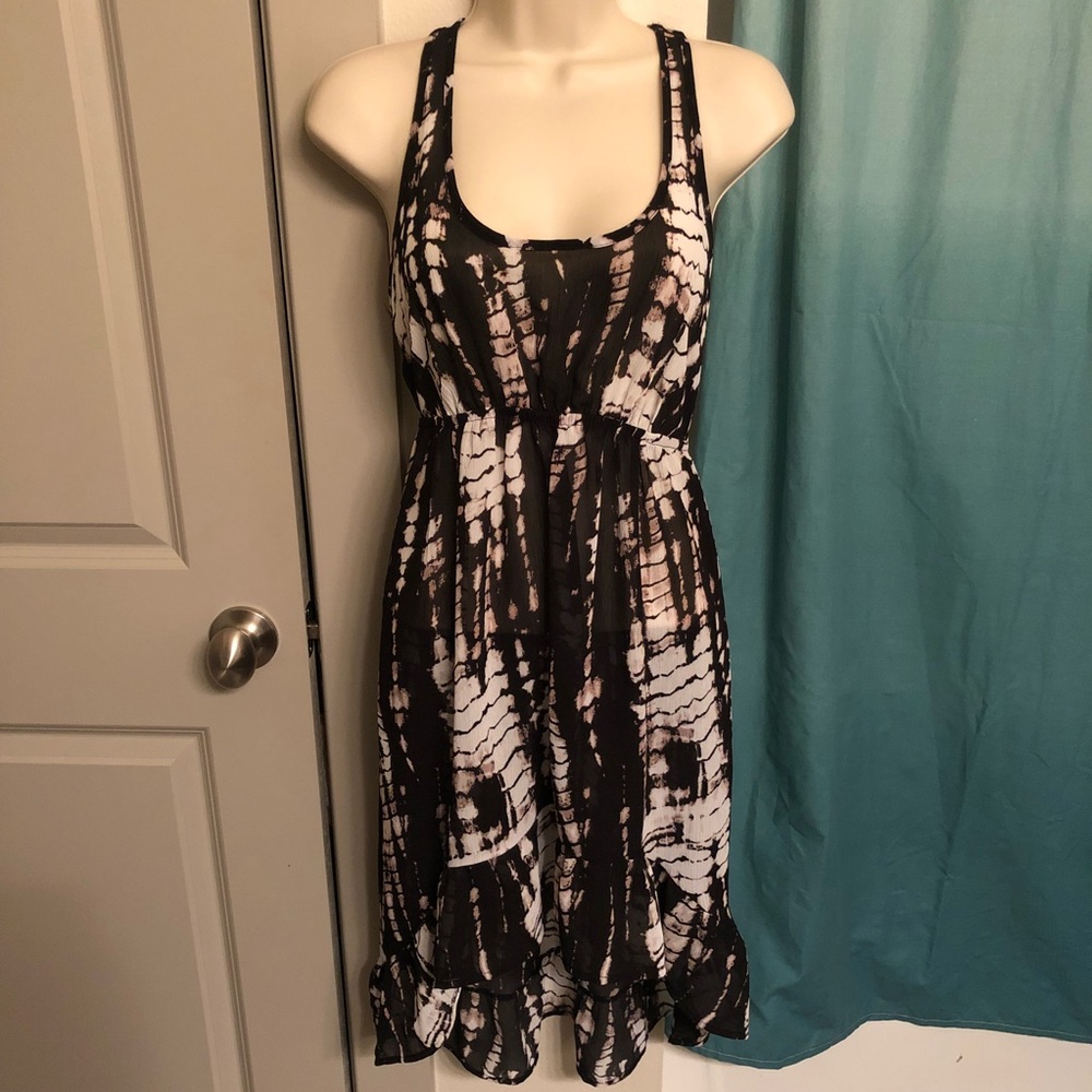 Black and white bathing suit cover up